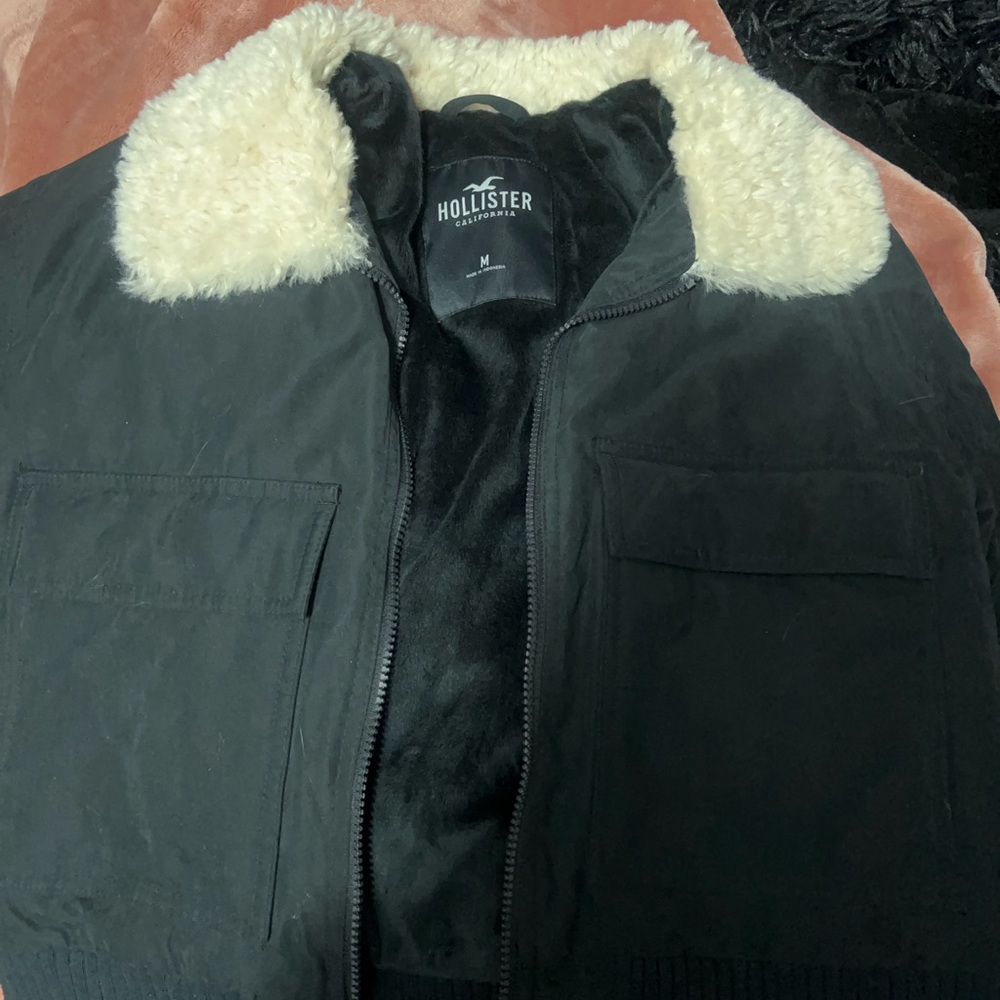 Hollister Black Jacket with Cream Collar
